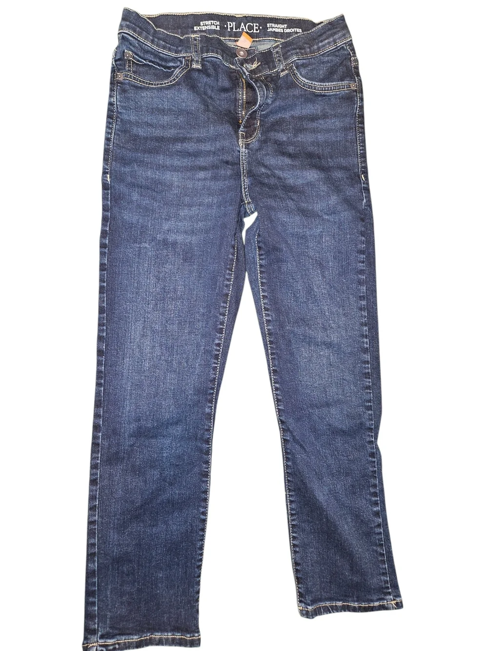 The Children's Place Dark Indigo Straight Jeans with Contrast Stitching